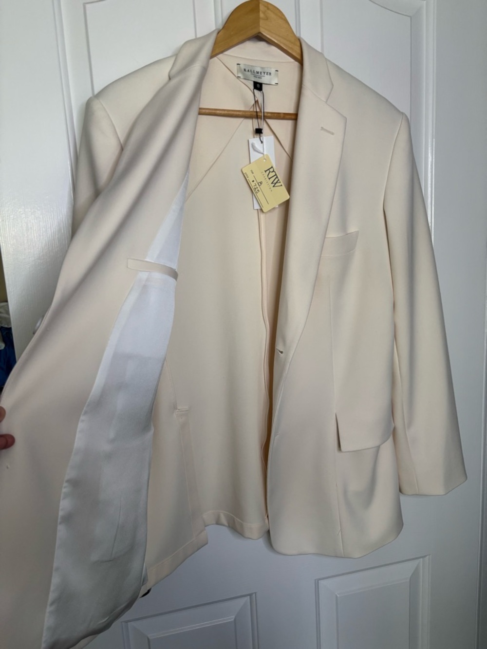 NWT KALLMEYER Gemini Blazer in Ecru Women’s Classic Two-Button size 8 - Picture 9 of 13